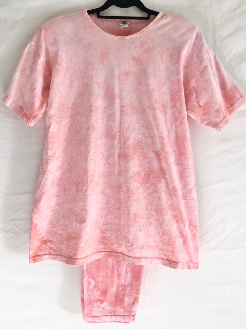 Vintage 80s Kevin G Sportswear Peach Tie Dye Tee & Pants Set OS